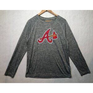 Atlanta Braves Long Sleeve Shirt Majestic MLB Baseball Logo Gray Adult Small S